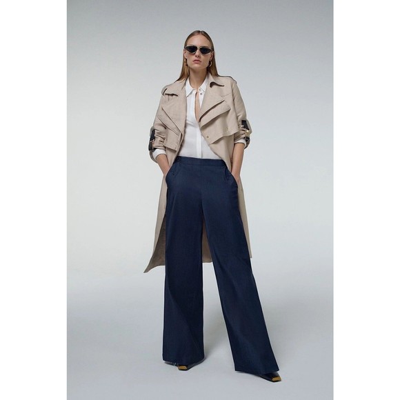 Karen Millen Jackets & Blazers - Karen Millen Cotton Sateen Layered Trench Coat Khaki Stone Size 6 New